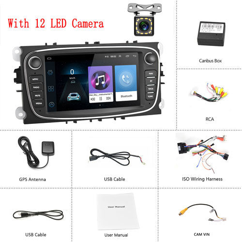 Android 8.1 GPS Car 2 Din Car 7'' DVD Player For Ford/Focus/S-Max/Mondeo 9/GalaxyC-Max