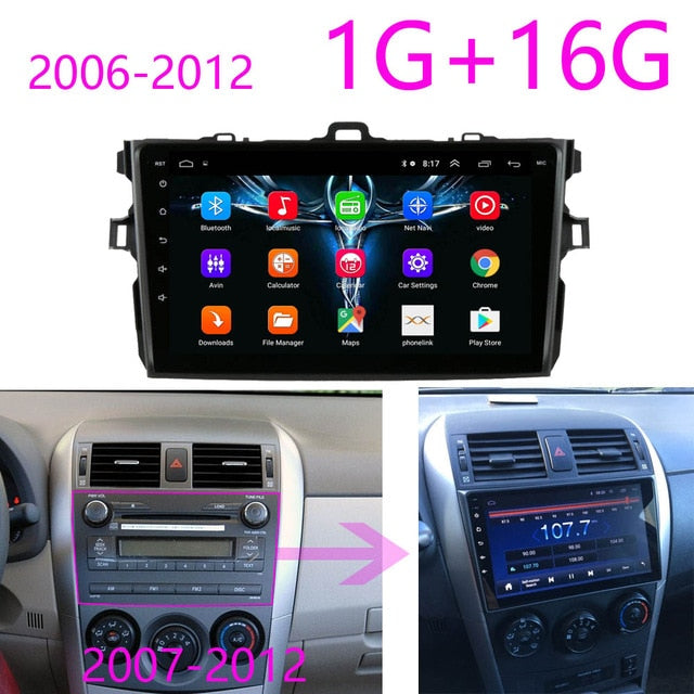 2Din android 8.1 Car Radio Multimedia Player For Toyota Corolla E140/150 2007 -2016