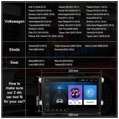 Car Android 8.1 2 radio GPS multimedia for Volkswagen/Skoda/Octavia/golf/touran/passat/B6/polo/tiguan/yeti