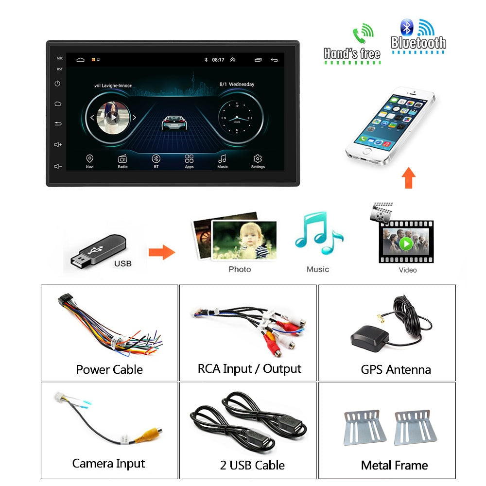 Android 2din Car Multimedia MP5 Player GPS Navigation WIFI Autoradio 7'' Touch Screen Bluetooth FM