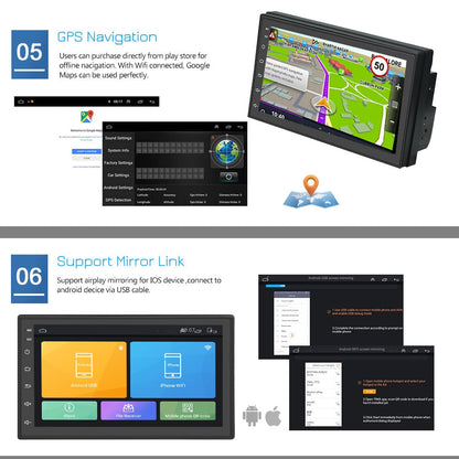 Android 2din Car Multimedia MP5 Player GPS Navigation WIFI Autoradio 7'' Touch Screen Bluetooth FM