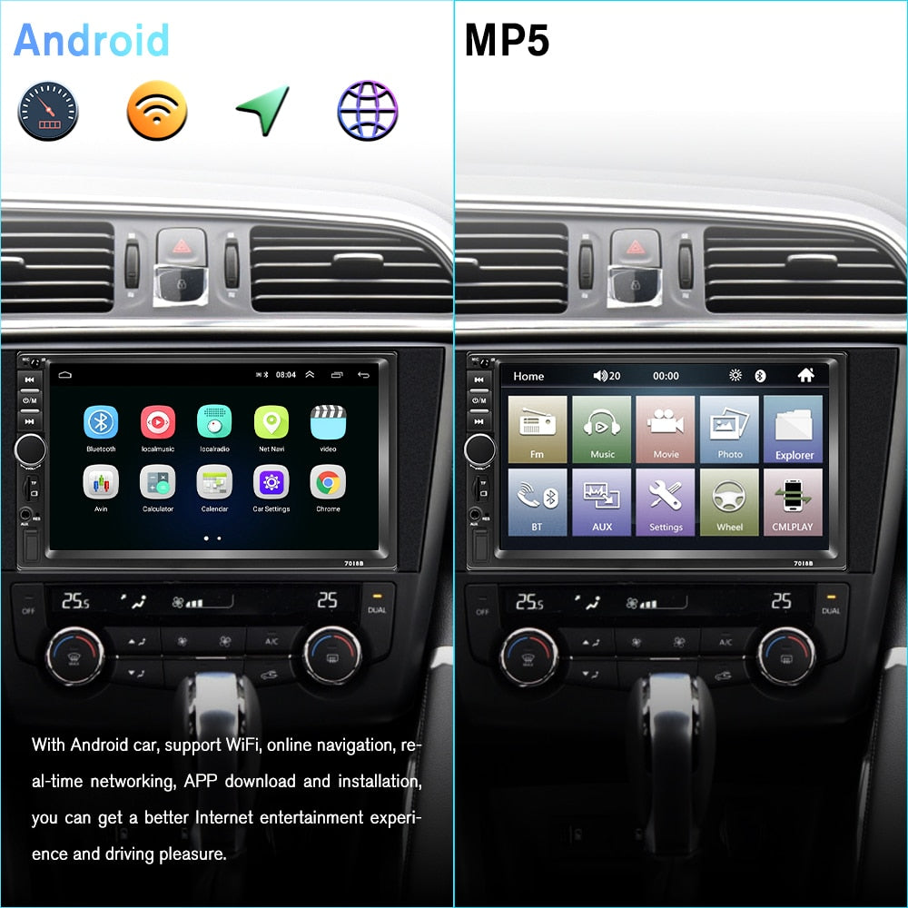 2 din Car GPS multimedia Player Android Universal auto Stereo MP5 Player  WIFI Bluetooth FM