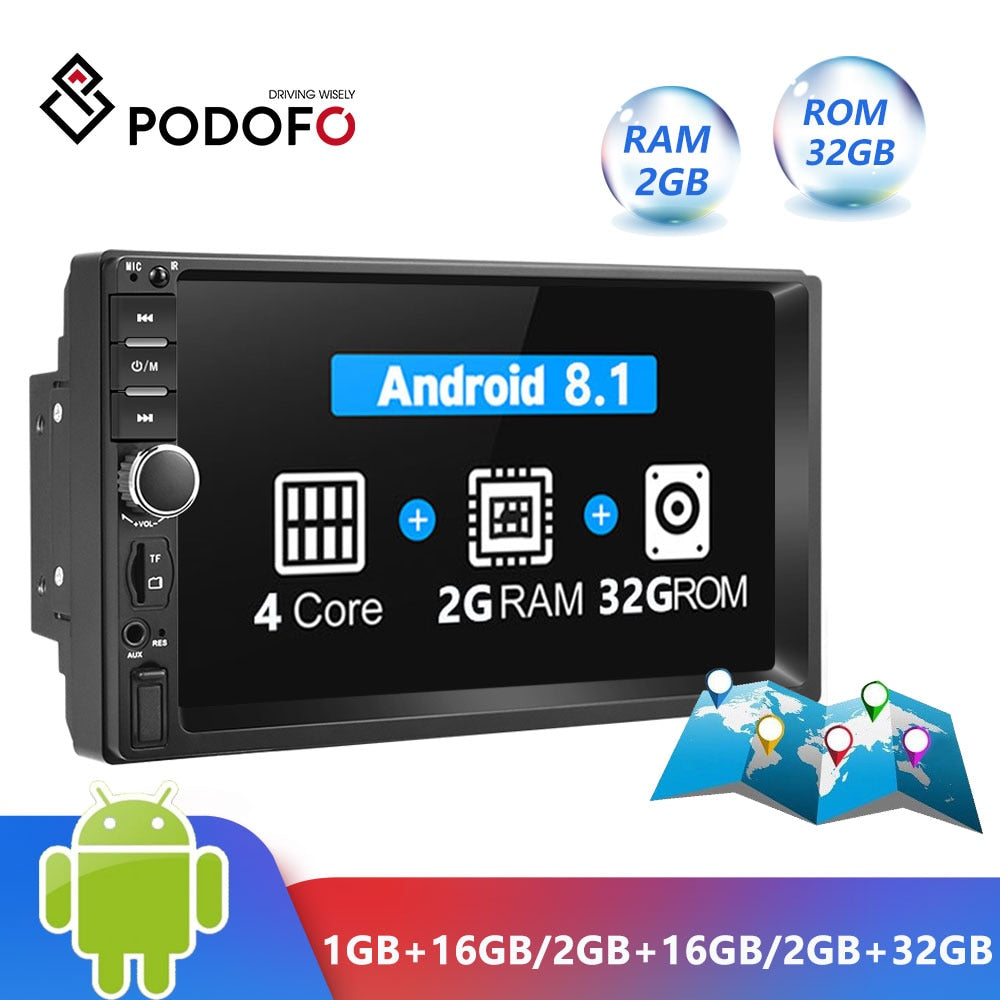 Android 8.1 2 Din Car Radio RAM 2GB+ ROM 32GB 7'' Universal Car Radio GPS Multimedia