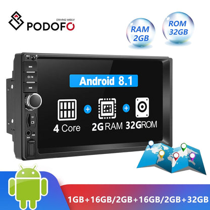 Android 8.1 2 Din Car Radio RAM 2GB+ ROM 32GB 7'' Universal Car Radio GPS Multimedia