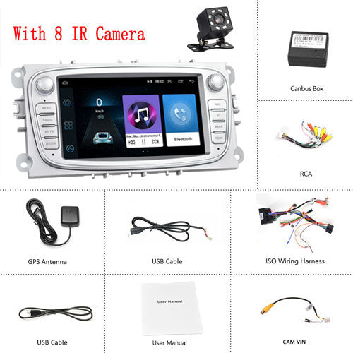 Android 8.1 GPS Car 2 Din Car 7'' DVD Player For Ford/Focus/S-Max/Mondeo 9/GalaxyC-Max