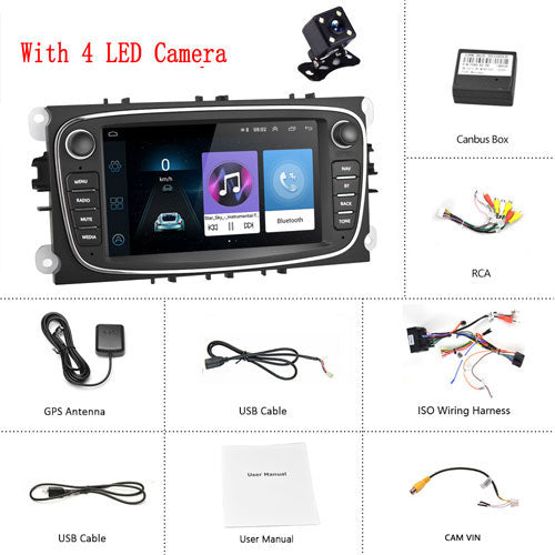 Android 8.1 GPS Car 2 Din Car 7'' DVD Player For Ford/Focus/S-Max/Mondeo 9/GalaxyC-Max