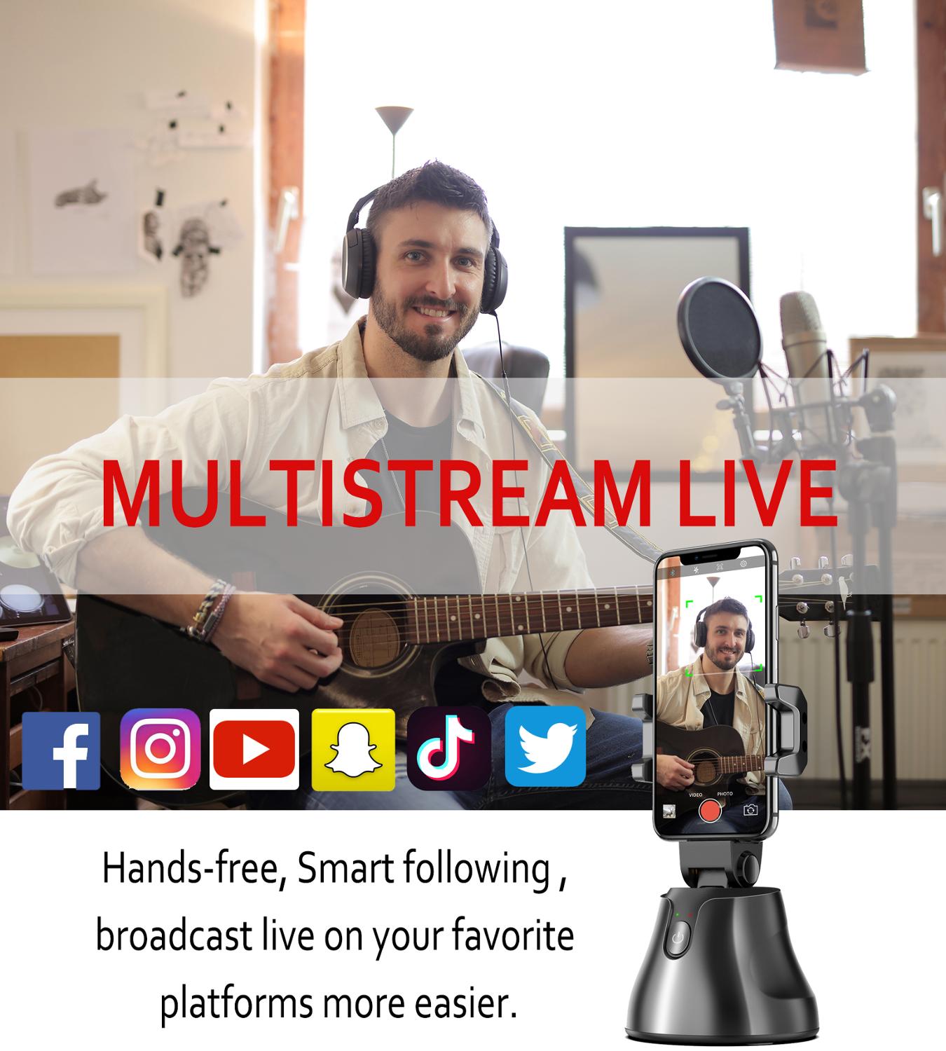 Make your smartphone even smarter Tracking Holder Auto Smart Shooting Selfie Stick 360 Rotation