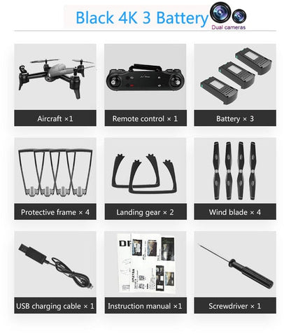 WiFi RC Drones 4K Dual Camera RC Helicopter 1080P HD Camera Quadcopter