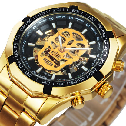 Gold luxury Watch Unisex Steel Strap Skeleton Mechanical Top Brand