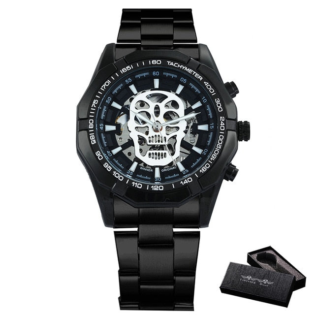 Gold luxury Watch Unisex Steel Strap Skeleton Mechanical Top Brand