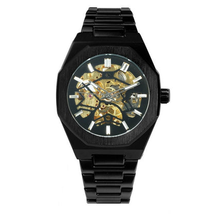 Gold luxury Watch Unisex Steel Strap Skeleton Mechanical Top Brand