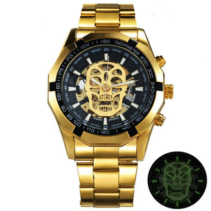 Gold luxury Watch Unisex Steel Strap Skeleton Mechanical Top Brand