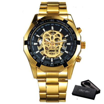 Gold luxury Watch Unisex Steel Strap Skeleton Mechanical Top Brand