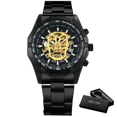Gold luxury Watch Unisex Steel Strap Skeleton Mechanical Top Brand