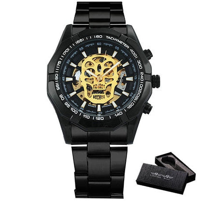 Gold luxury Watch Unisex Steel Strap Skeleton Mechanical Top Brand
