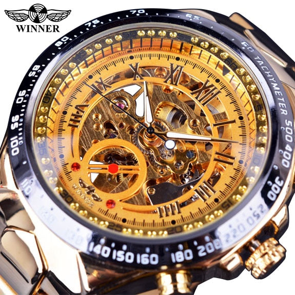 Mechanical Golden luxury Watch for Men Top Brand Automatic Skeleton